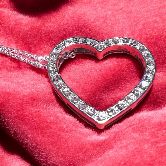 Vintage Cubic zirconia, heart charm, heart pendant Silver 925 - Picture 14 of 16